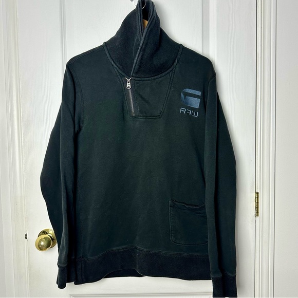 G-Star RAW Correctline Half Zip Sweatshirt Black Size Large - Picture 2 of 7